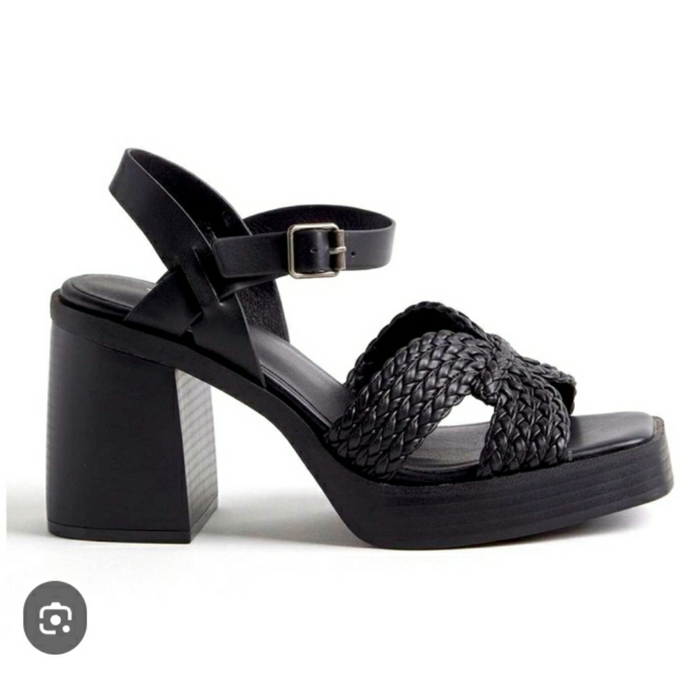 torrid Black Braided Platform Block Heel Sandals